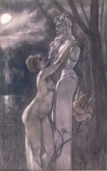 「サテュロスを抱く裸の少女（パンへの賛美）」